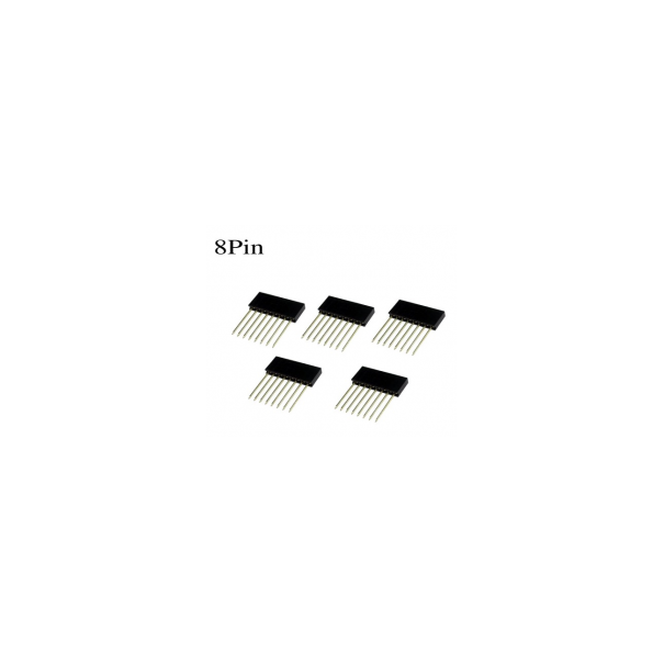 PIN HEADER 8 CONTACTS MALE/FEMELLE TYPE HAUT 10MM - REHAUSSE POUR CARTE ARDUINO - KIT DE 5 PIECES